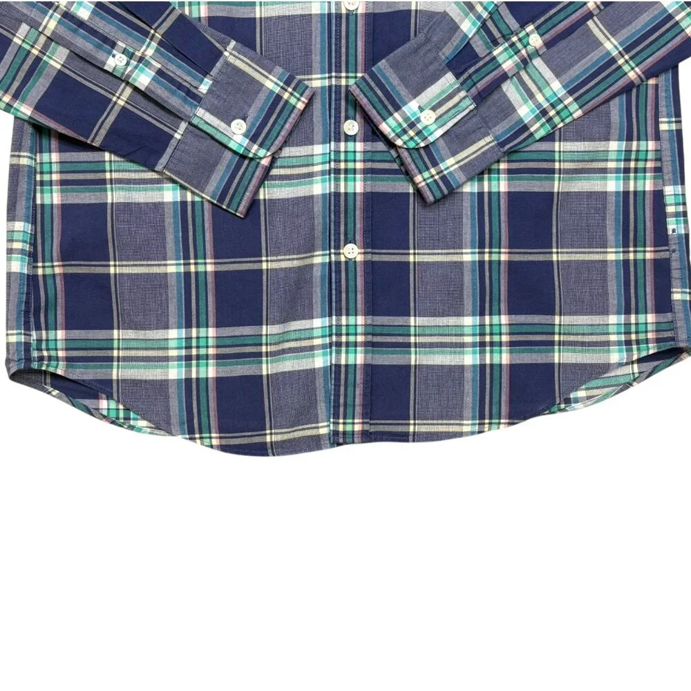 J CREW Blue Summer Plaid Button Collar Long Sleeve Slim‎ Fit Shirt
